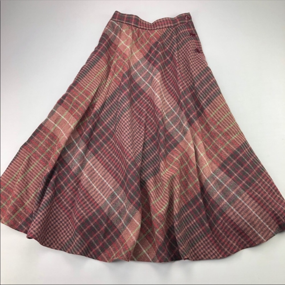 Vintage Wool A-line Maxi Plaid Skirt EUC Size 5